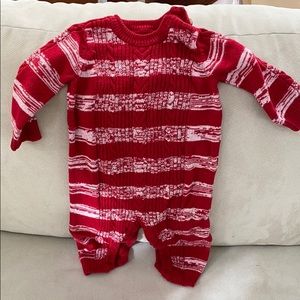 Baby knit red sweater onesie